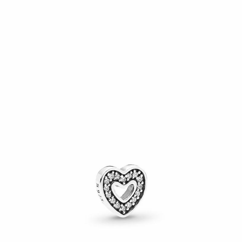 Pandora Captured Heart Petite Locket Charm - Sterling Silver/Cubic Zirconia - Canada | KV6230EP